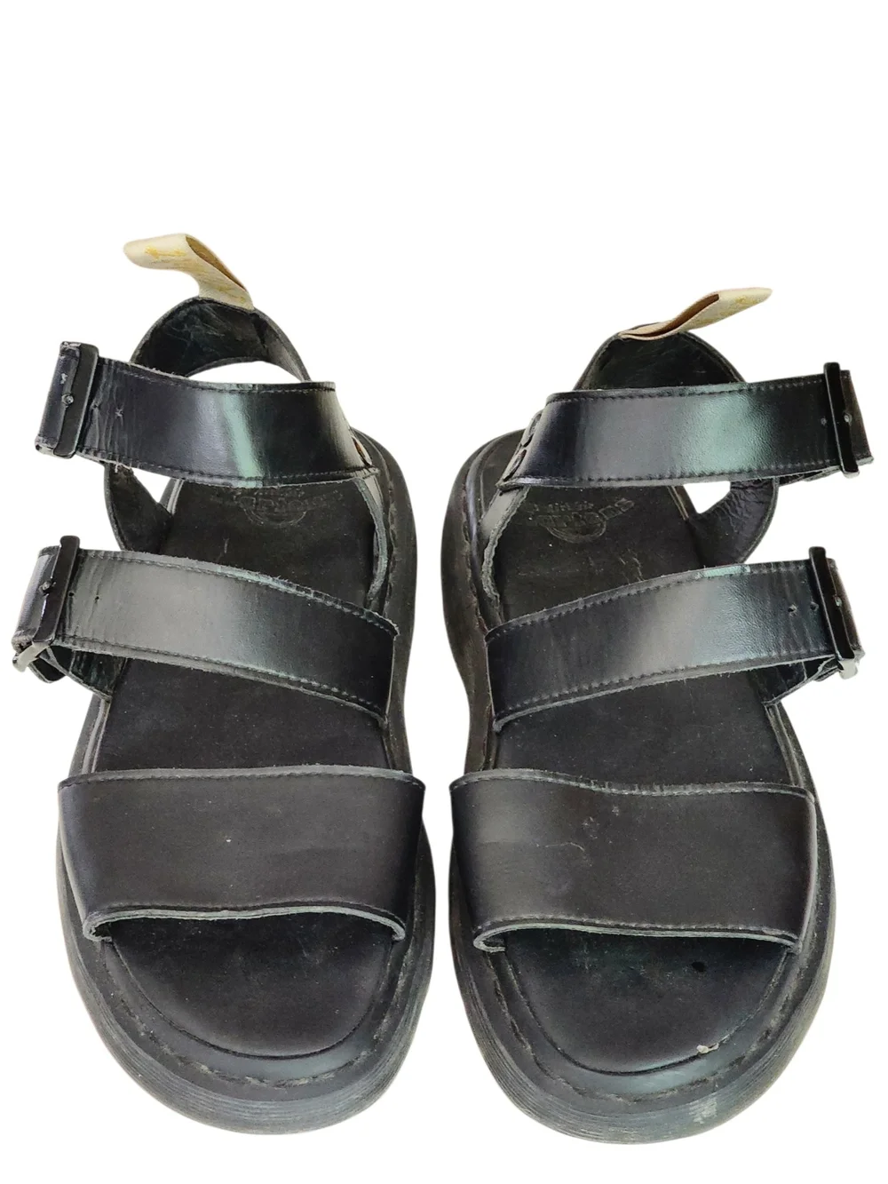 Dr. Martens Women's Black Leather Triple-Strap‎ Sandals